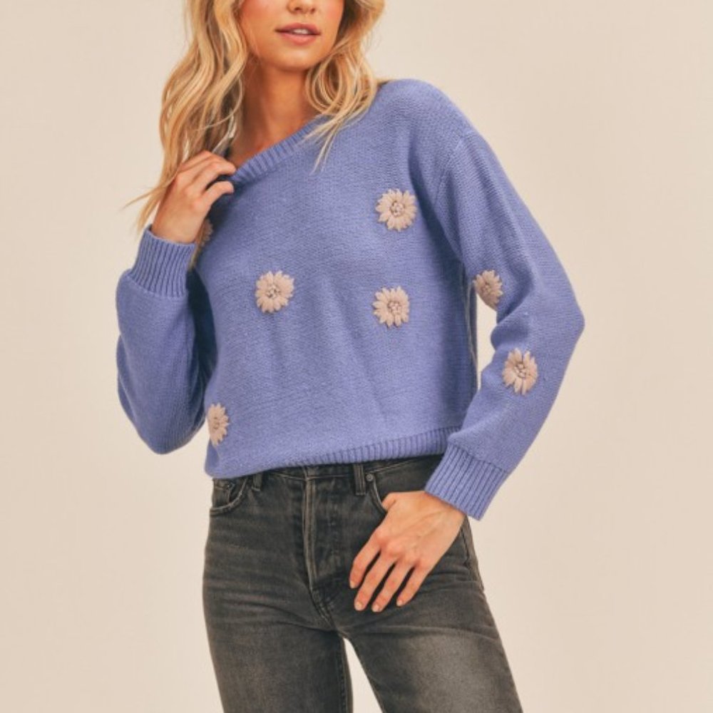 Last 1! NWT Floral Embroidered Crewneck Sweater